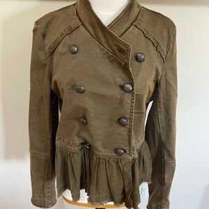 Free People Utility Peplum Double-Breasted Jacket - Olive Green